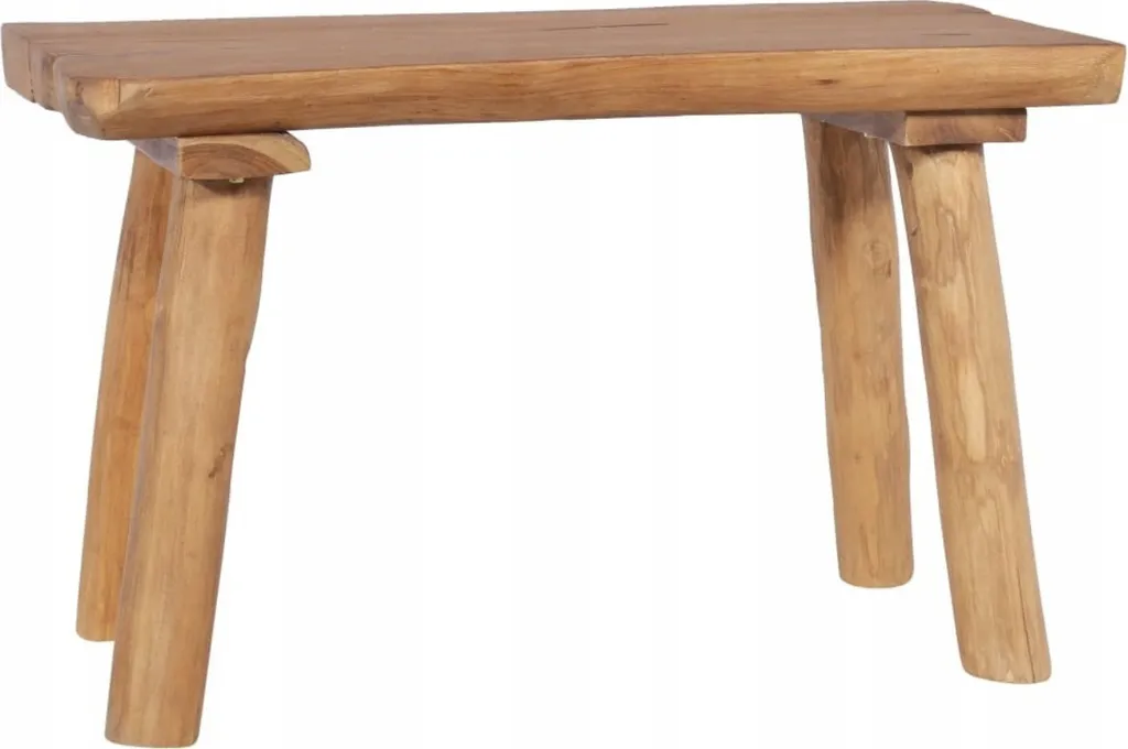 Petit banc de jardin 80 cm en bois de teck brut au design authentique