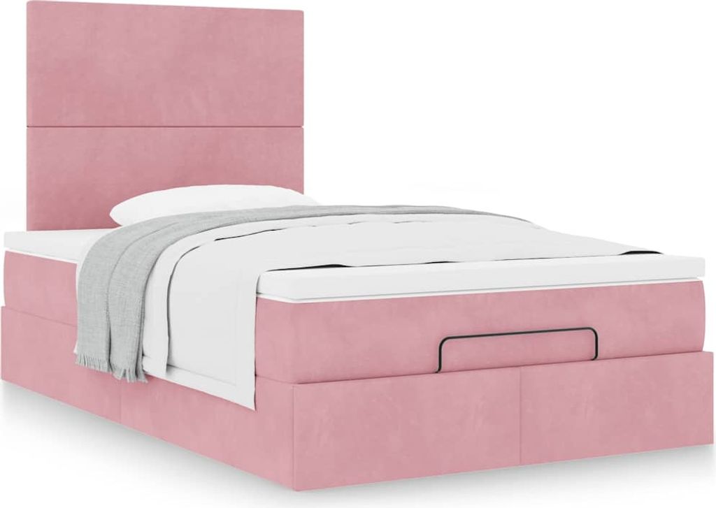Ottoman-Bett mit Matratzen Rosa 120x200 cm Samt