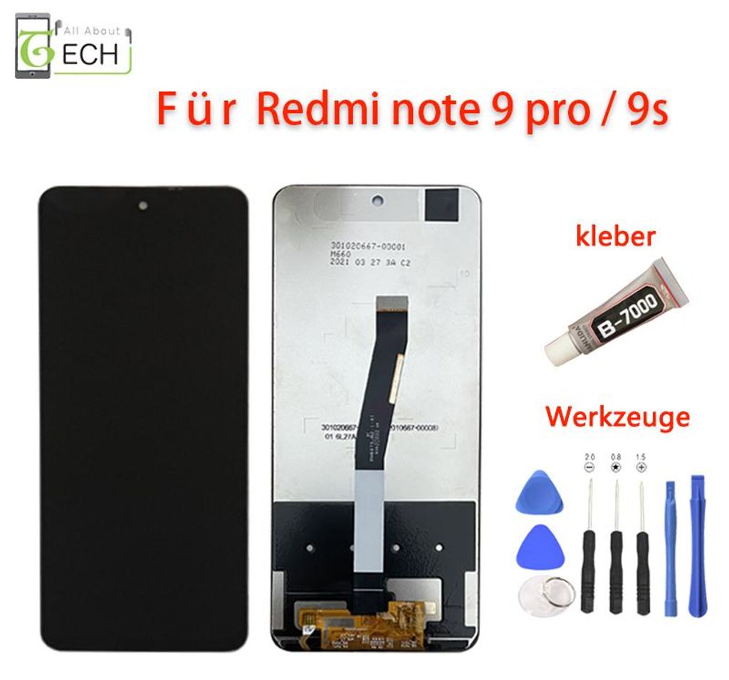 Für Xiaomi Redmi Note 9 Pro / 9s LCD Display Bildschirm Produktbild 