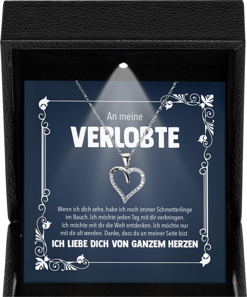 22Feels Frauen Verlobung Geschenk Ich Liebe Dich Schmuck Heiratsantrag - Silber 925/000 Herz Halskette - Damen Bride to be Verlobte Valentinstag We...