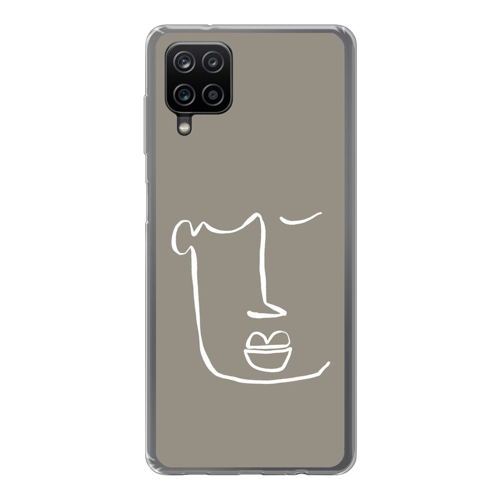 MuchoWow Handyhülle Schutzhülle Hülle für Samsung Galaxy A12 Lippen - Abstrakt - Strichzeichnung Silikon Softcase Handy Hülle - Bild