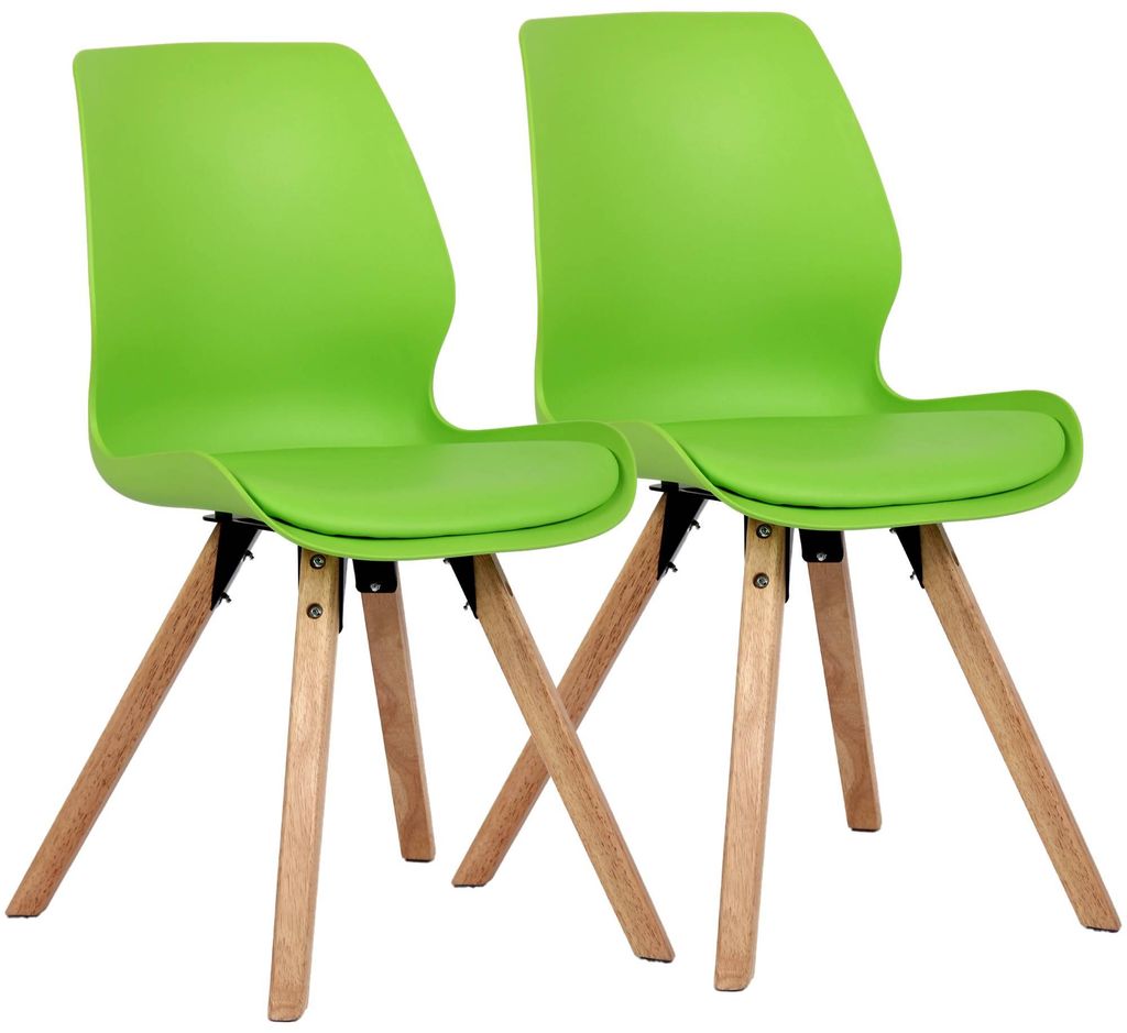 CLP Esszimmerstuhl 2er Set gepolstert Luna, moderner Polsterstuhl mit Rückenlehne Farbe grün Material Kunststoff