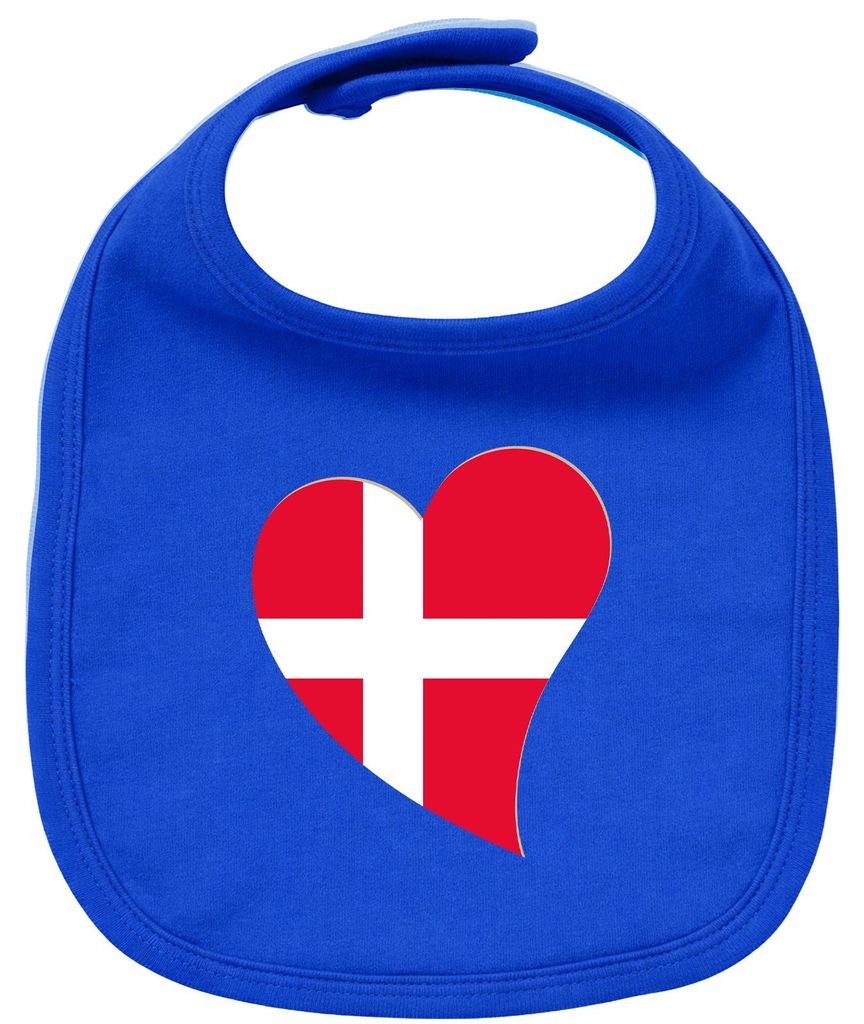 Huuraa Baby Lätzchen Dänemark Flagge Herz Royal Blue Klettverschluss Baumwolle Latz Geschenkidee