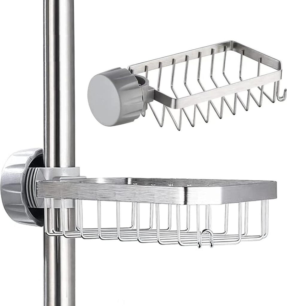 Seifenschale für Duschablage – Duschshampoo-Halter aus Edelstahl, ohne Bohren, für Stangen mit 20–32 mm Durchmesser
