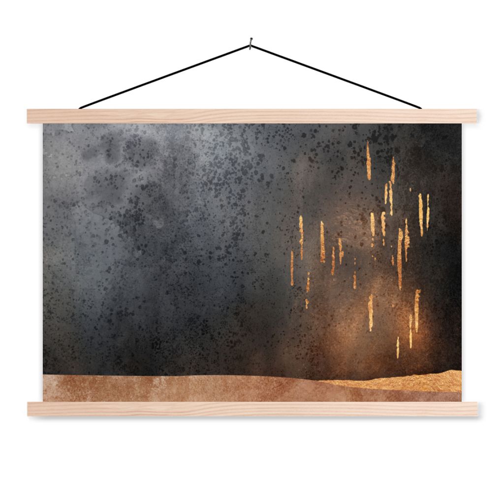 MuchoWow Textilposter Abstrakt - Gold - Design 60x40 cm mit holzfarbenen Rahmen - Bilder