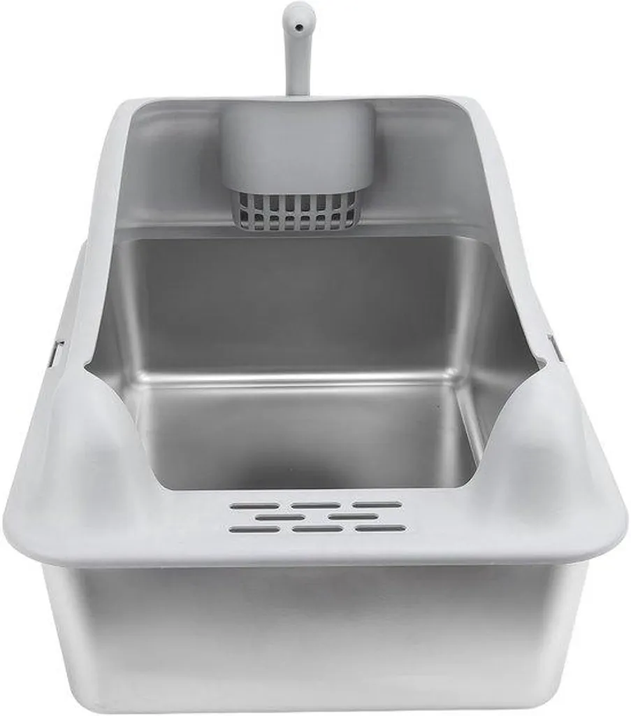 Maison de toilette inox pour chat grand format fermé anti-odeur 60cm