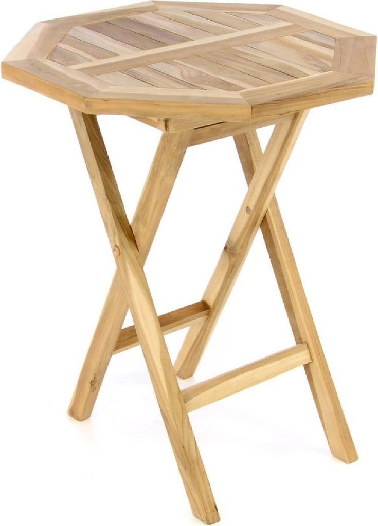 VCM Klapptisch | Balkontisch | Gartentisch klappbar | hochwertig Teak Holz | Ø 60cm