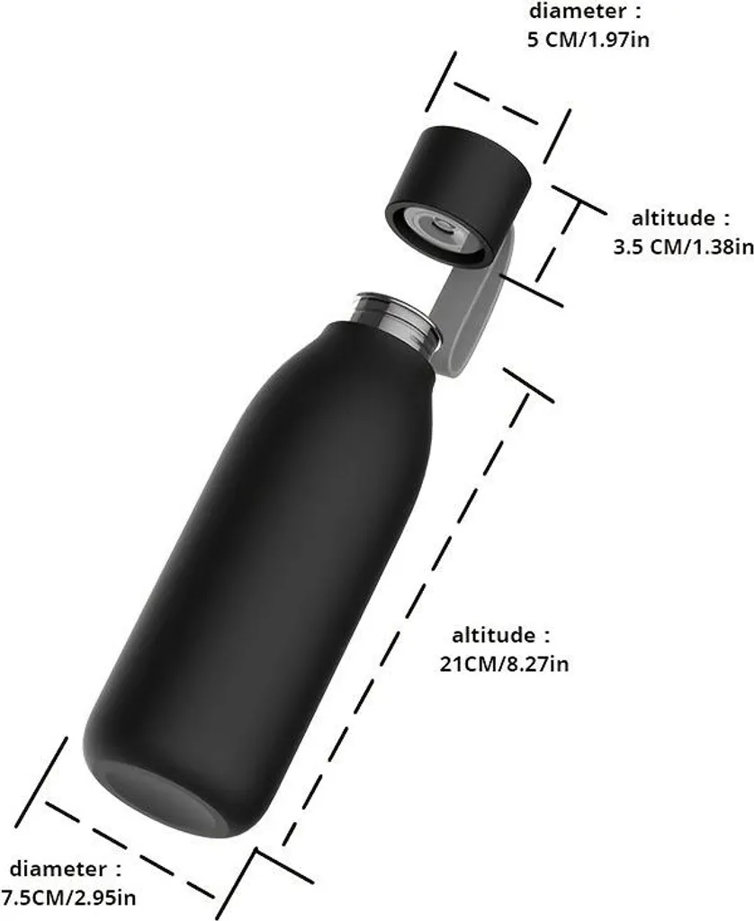 Bouteille d'eau 750ml pour sport et bureau avec stérilisateur UV Inox