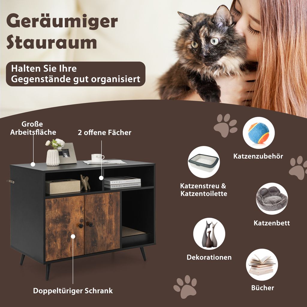 COSTWAY Katzenschrank Katzentoilette mit Kratzunterlage & Produktbild 4