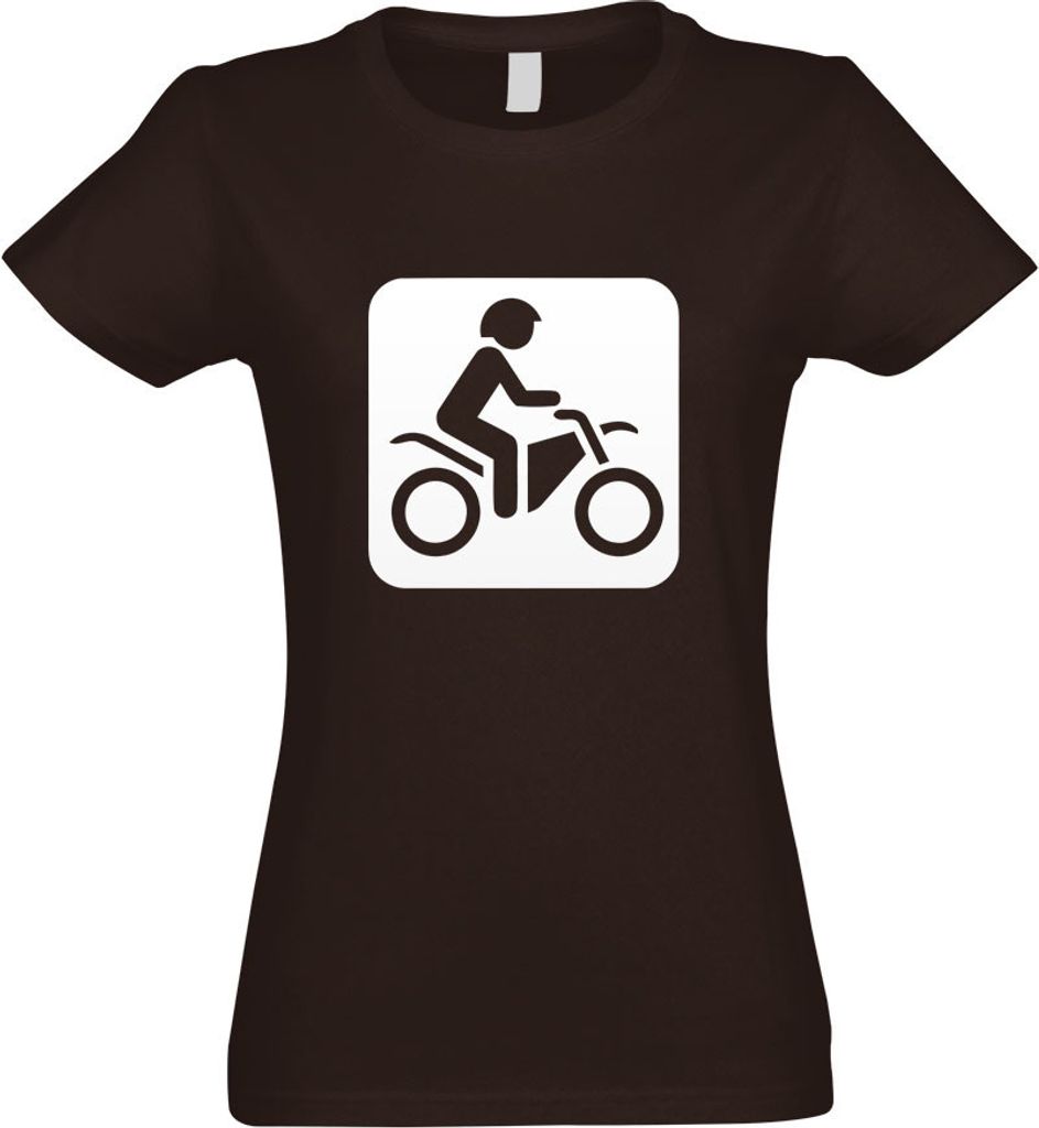 Kiwistar - T-Shirt tailliert - Damen - Chocolate - Motorrad Roller Biker Piktogramme - mit Motiv Bedruckt - Funshirt Design - Sport - Freizeit - Da...