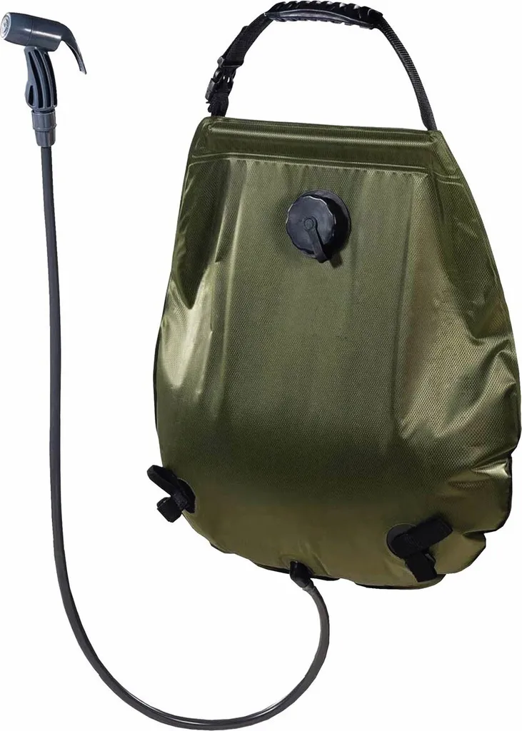 Douche solaire MFH Deluxe 20L olive avec sac de transport pratique