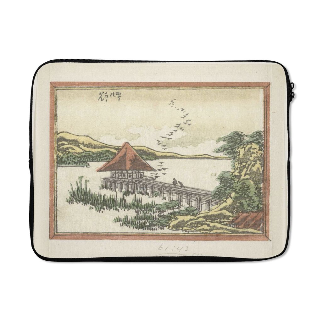 MuchoWow Laptop Hülle 15 Zoll Sinkende Gänse bei Katata - Gemälde von Katsushika Hokusai Laptoptasche - Laptoptasche - Sleeve - Rundum-Schutz