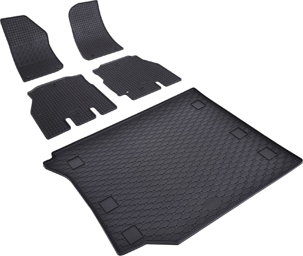 Z550244 Kofferraumwanne+Fußmatten passend für Jeep Wrangler Unlimited 4 JL Facelift Geländewagen SUV 4türer 2023-