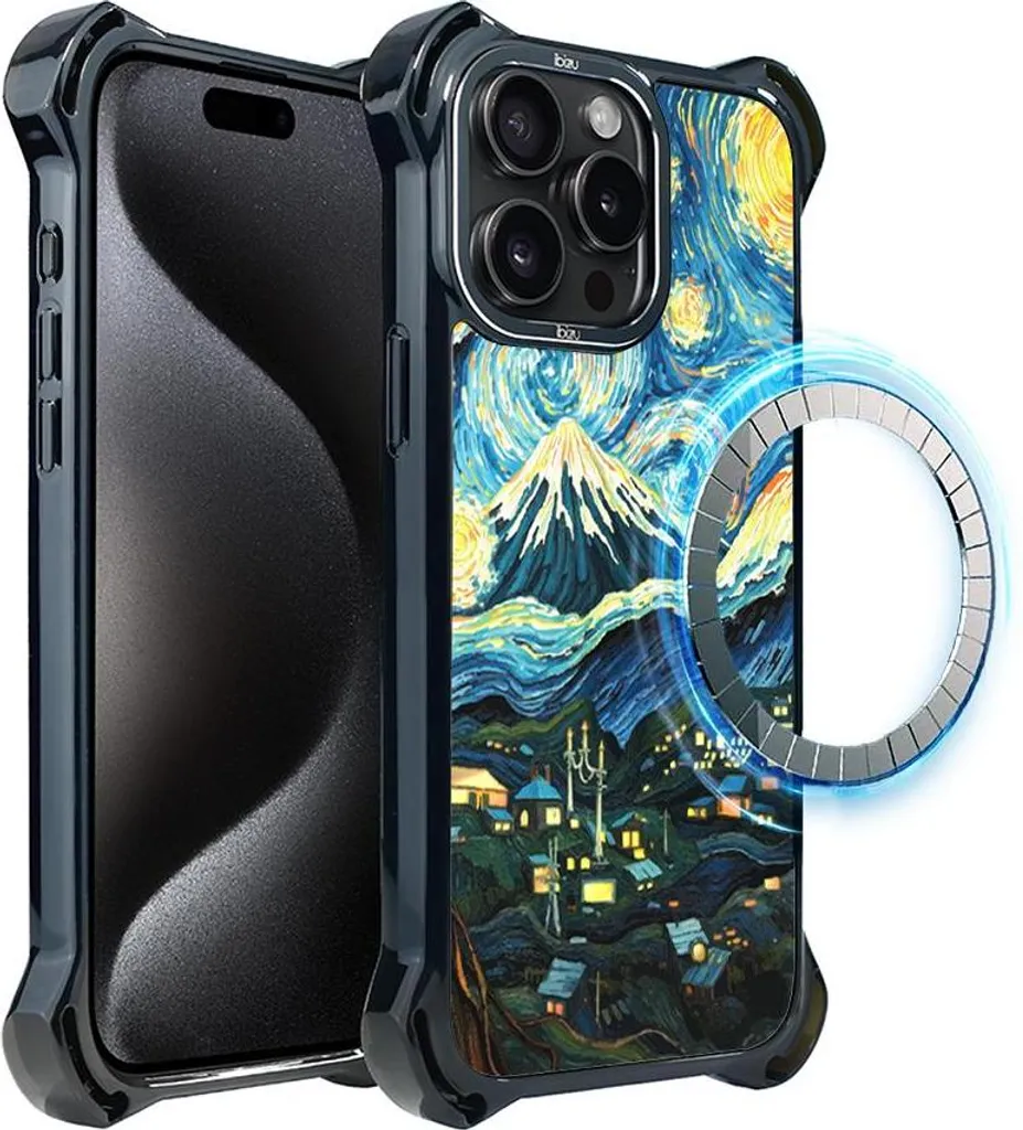 Ibizu Custodia iPhone 15 Pro Ultra-Protettiva MagSafe Van Gogh