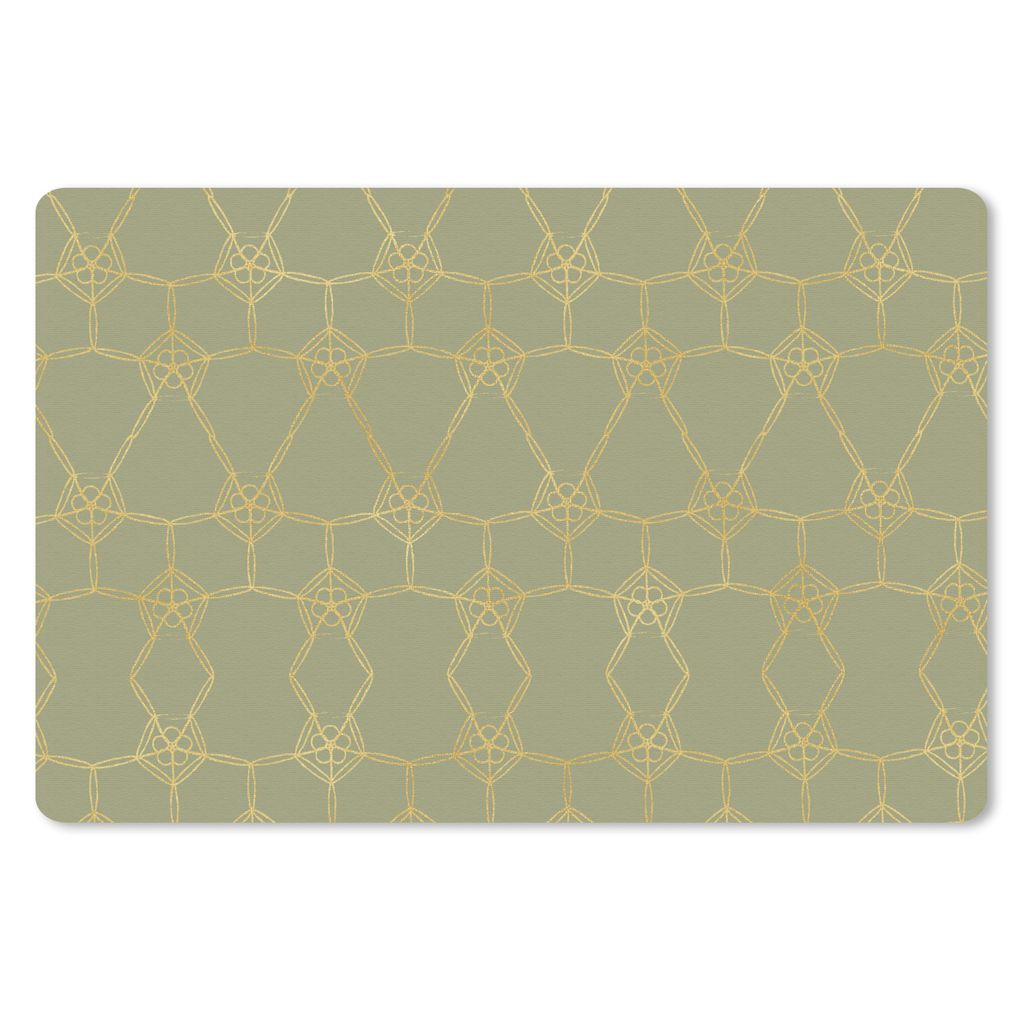 MuchoWow Schreibtischunterlage Muster - Grün - Gold - Linie 60x40 cm - XXL Mauspad - Großes Mauspad