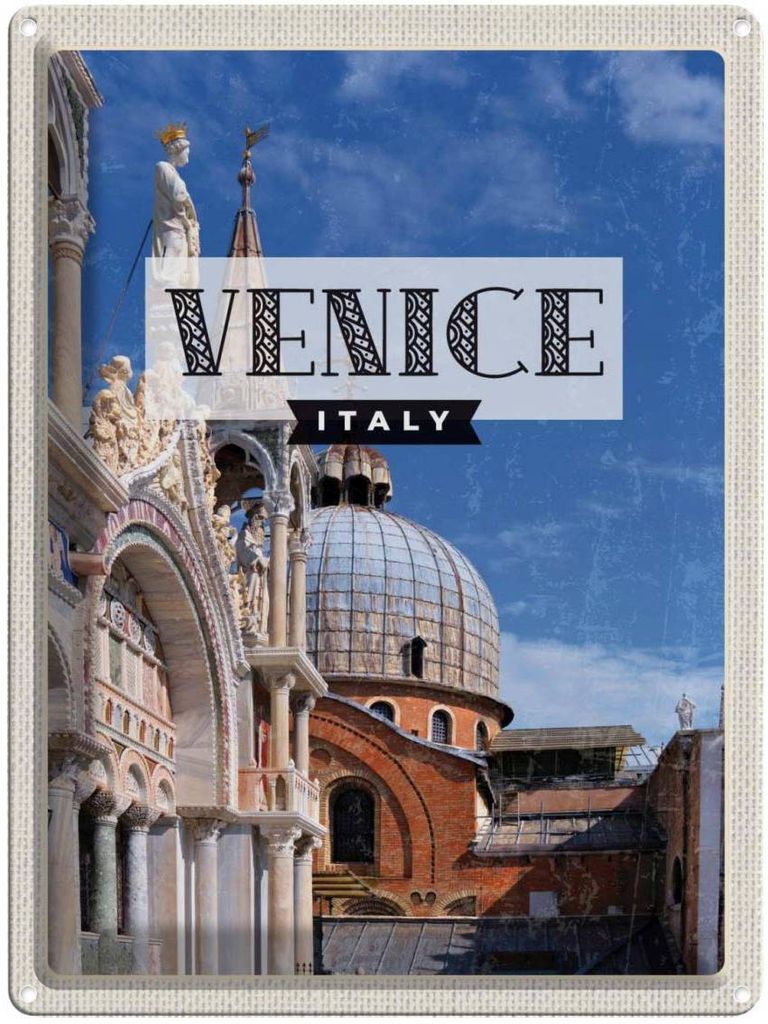 vianmo Blechschild 40x30 cm Venice Italien Architektur Bildmotiv Reisemotiv Abenteuer Reisen Straße Stadt Urlaub