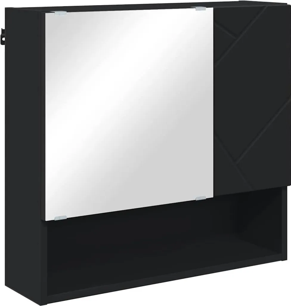 Mobile Pensile Bagno Nero SYFAX™ 59x17x55 cm in Legno Multistrato