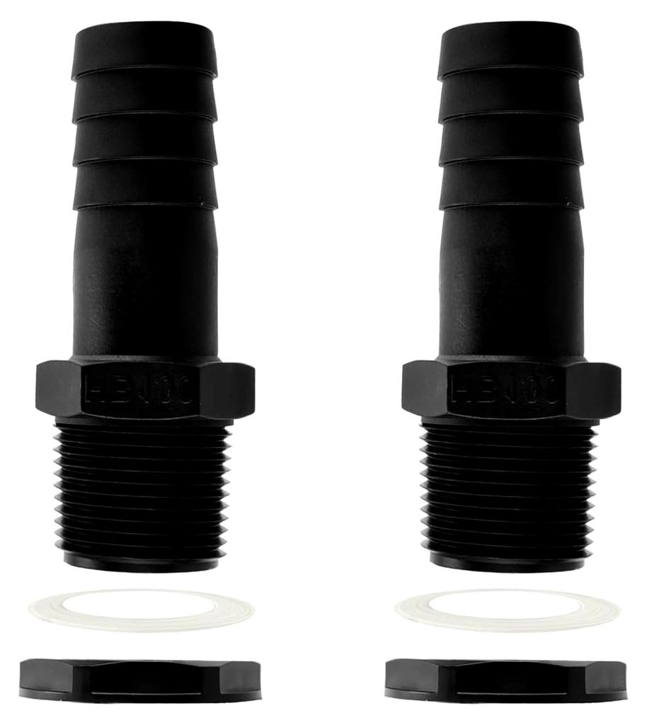 2 Stück Anschlussset für Regentonnen, Verbinder für Regentonnen, Durchführungen 1 Zoll, Verbindungselemente für Wassertanks und Zisternen
