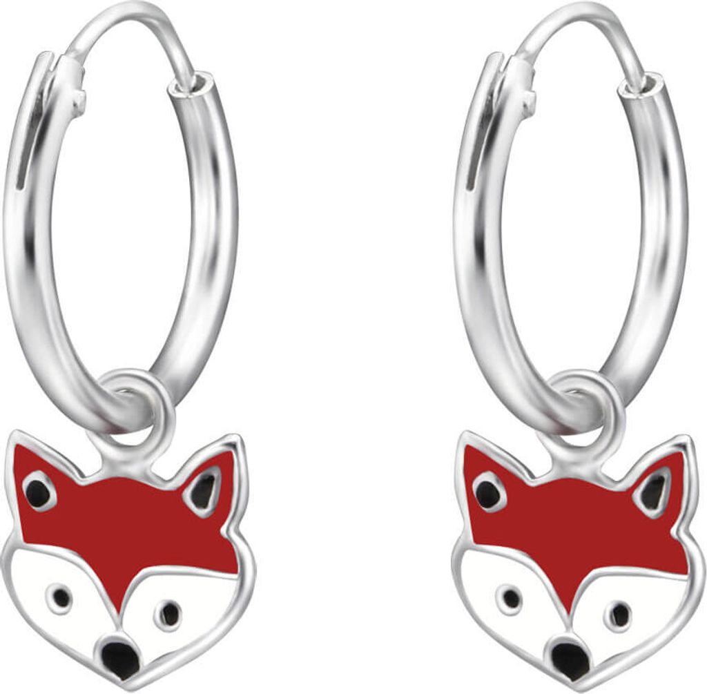 Creolen Ohrringe 925 Sterling Silber mit Fuchskopf