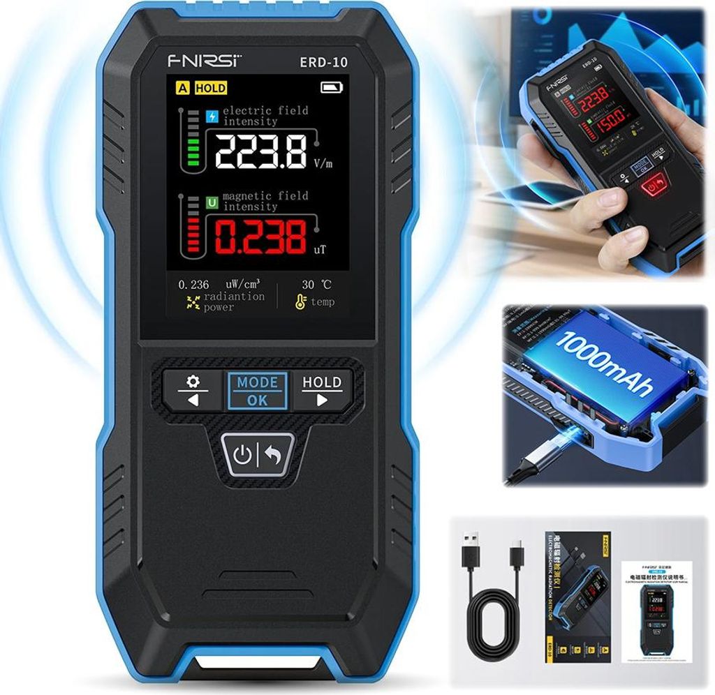 Měřič EMF RF záření FNIRSI ERD-10 detektor magnetického Obrázek produktu 