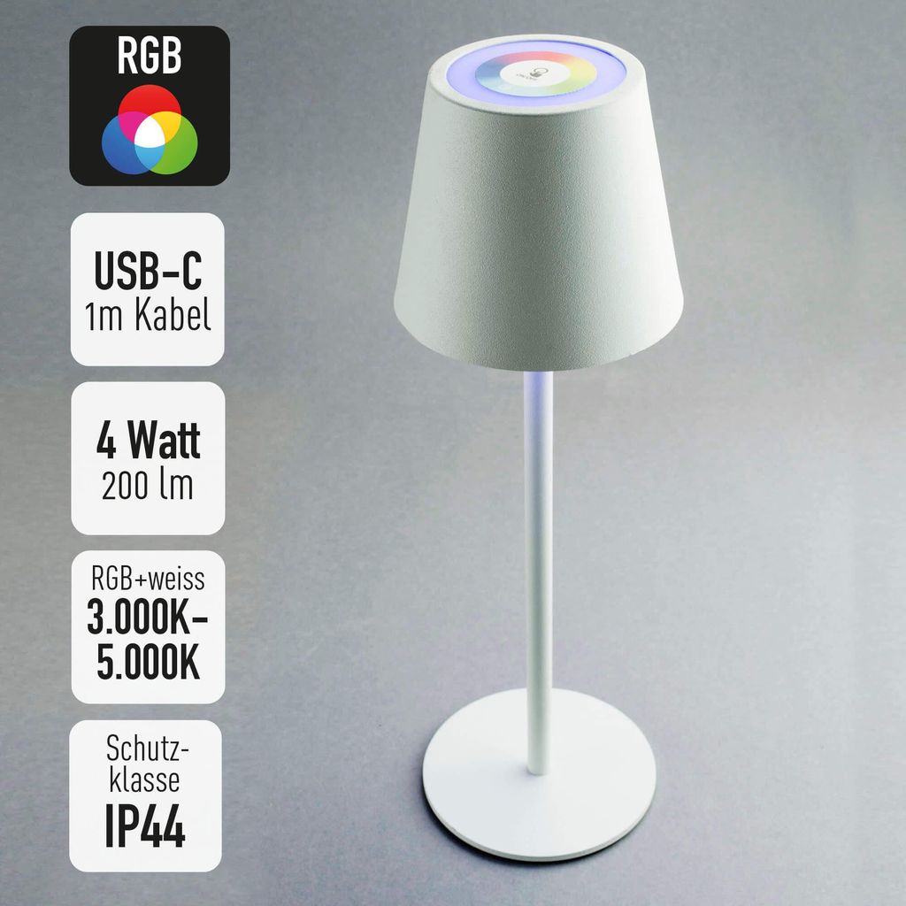 X4-LIFE LED Touch Tischleuchte RGB/weiß 3600mAh 200lm