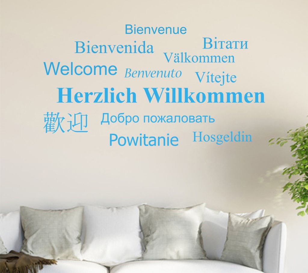 Herzlich Willkommen Wandtattoo in 6 Größen - Wandaufkleber Wall Sticker - Dekoration, Küche, Wohnzimmer, Schlafzimmer, Badezimmer