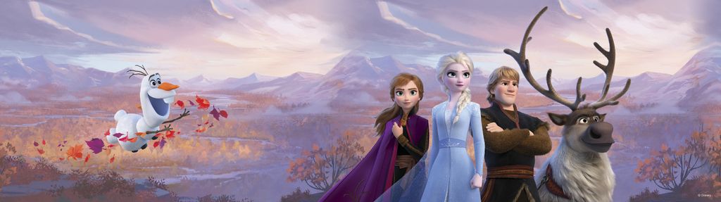 Disney selbstklebende Tapetenbordüre Die Eiskönigin Lila, Blau und Orange - 600052 - 10 x 500 cm
