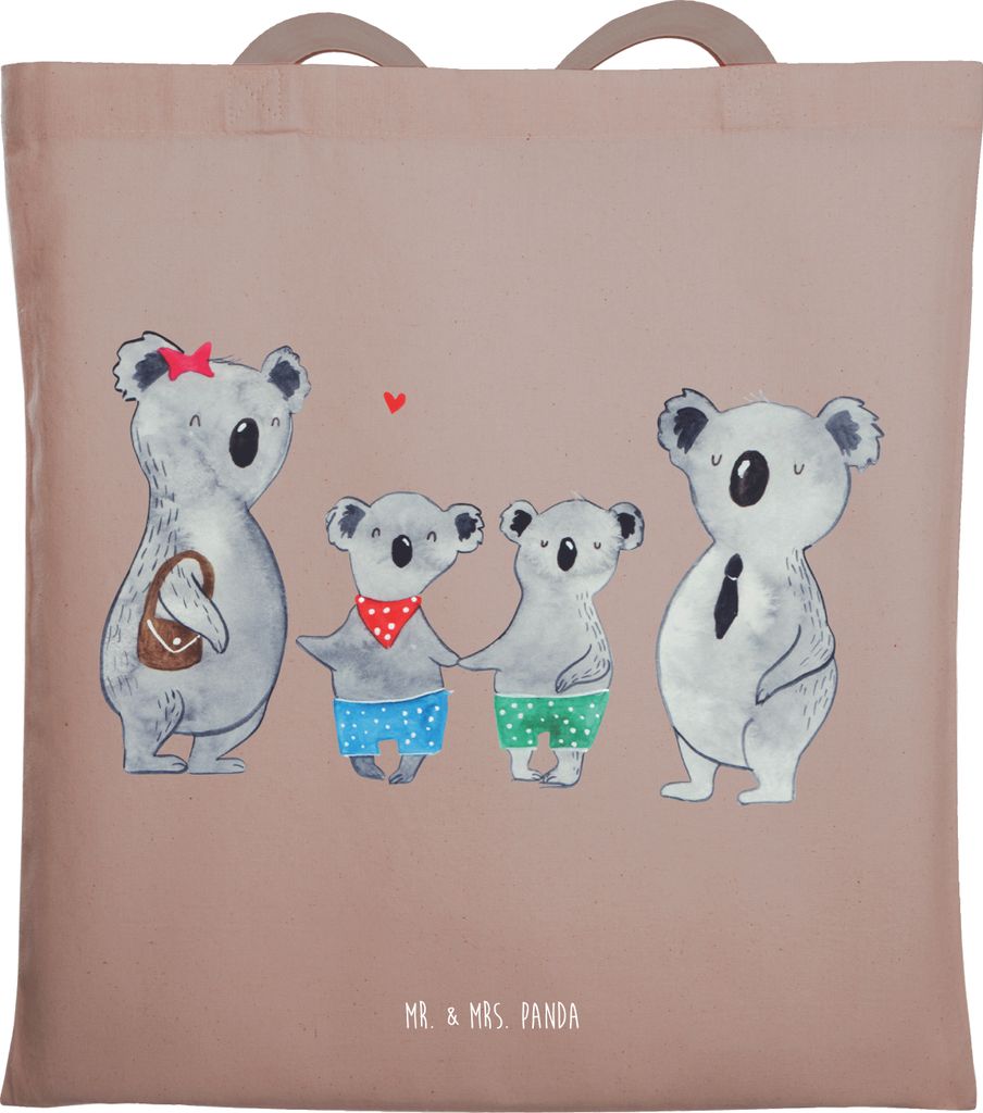 Mr. & Mrs. Panda Einkaufstasche Koala Familie zwei - Braun Pastell - Geschenk, Schultasche, Muttertag, Laptoptasche, Tote Bag, Zusammen, Koalabär,...