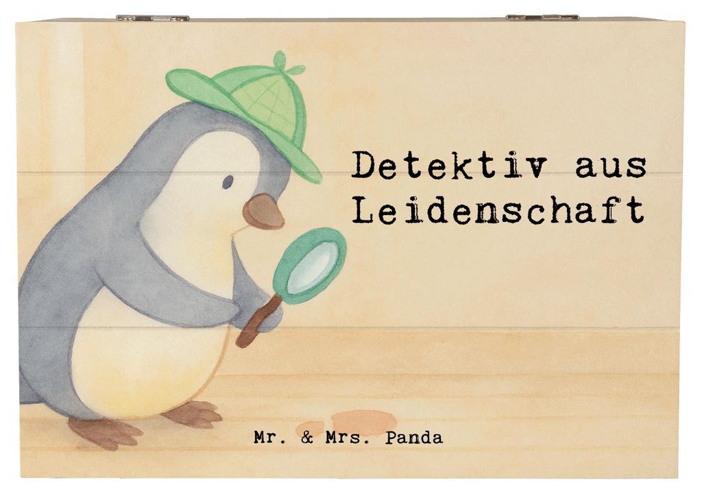 Mr. & Mrs. Panda Box Detektiv Leidenschaft Design 22 x 15 cm - Weiß - Geschenk, Beruf, Schatulle, Geschenkbox, schatztruhe, Lustig, Schatzkiste, A...