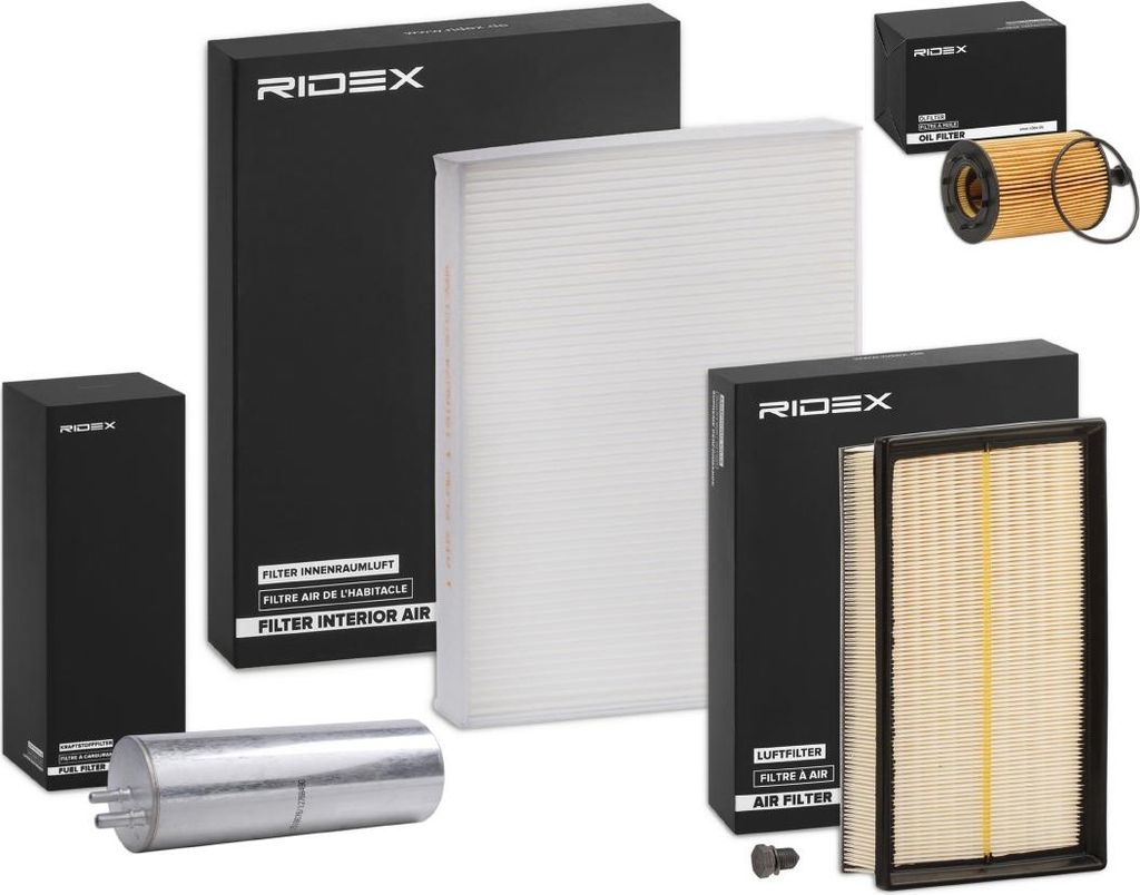 RIDEX Filterset Inspektionspaket Filtersatz für VW Transporter V Bus (7HB, 7HJ, 7EB, 7EJ, 7EF, 7EG, 7HF, 7EC) Multivan V Transporter V Kastenwagen