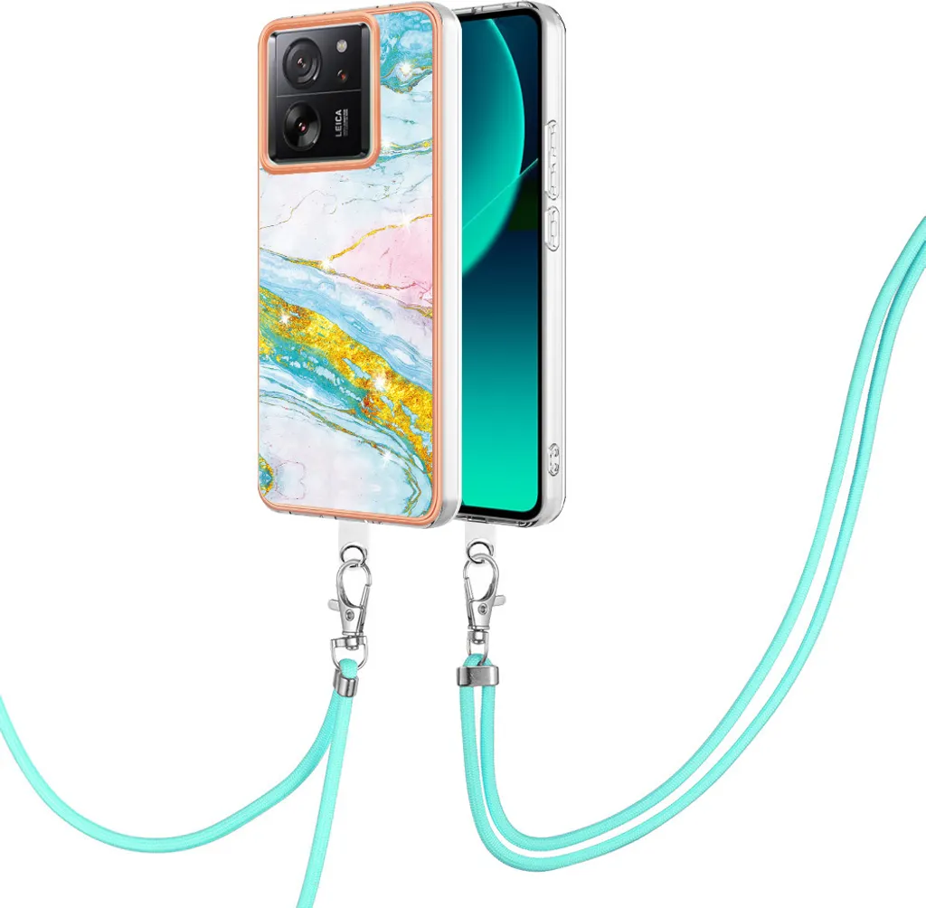 ISOI Custodia Con Corda Per Xiaomi 13T / 13T Pro – Cover TPU Morbida Trasparente Con Cinturino Regolabile Verde