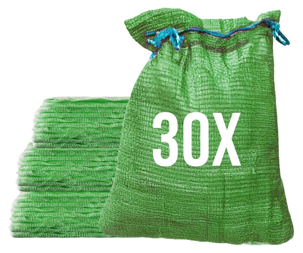 Bazko 30x Raschelsäcke 42x60 cm 15 kg | grün | Netzsäcke Produktbild 
