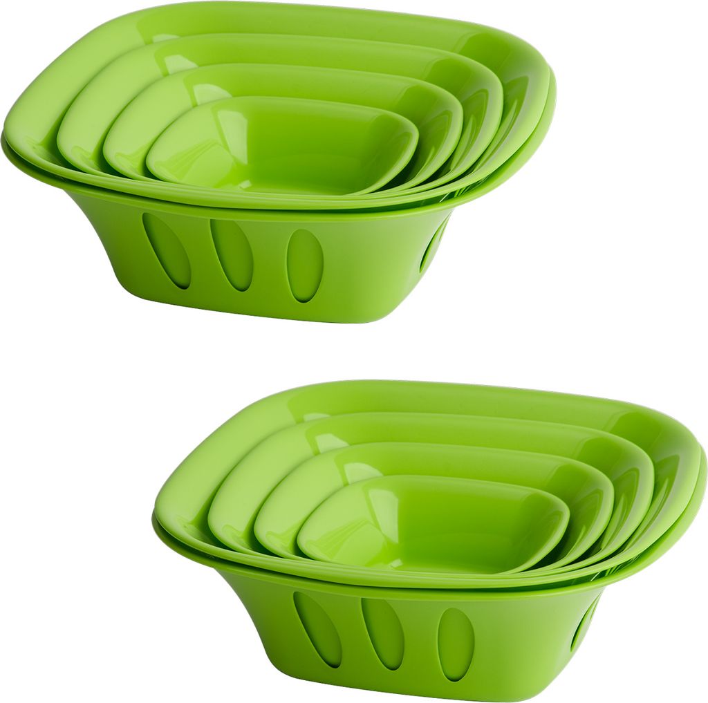2x 5-teilige stapelbare Aufbewahrungs-Schalen Obstschüssel Deko-Schüssel Set Kunststoff