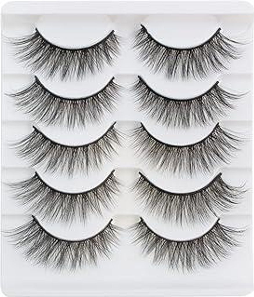 Künstliche Wimpern Katzenauge 3D Falsche Wimpern Natürlich Look 5 Paar Streifenwimpern Dünne Band Weich Cat Eye Lashes Fluffy Fake Eyelashes Wie...