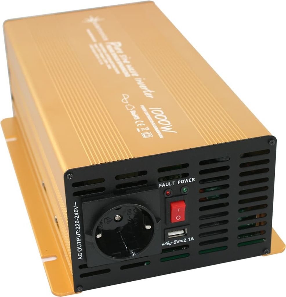 Spannungswandler 24V 230V Gold Reiner Sinus Wechselrichter: 1000 W