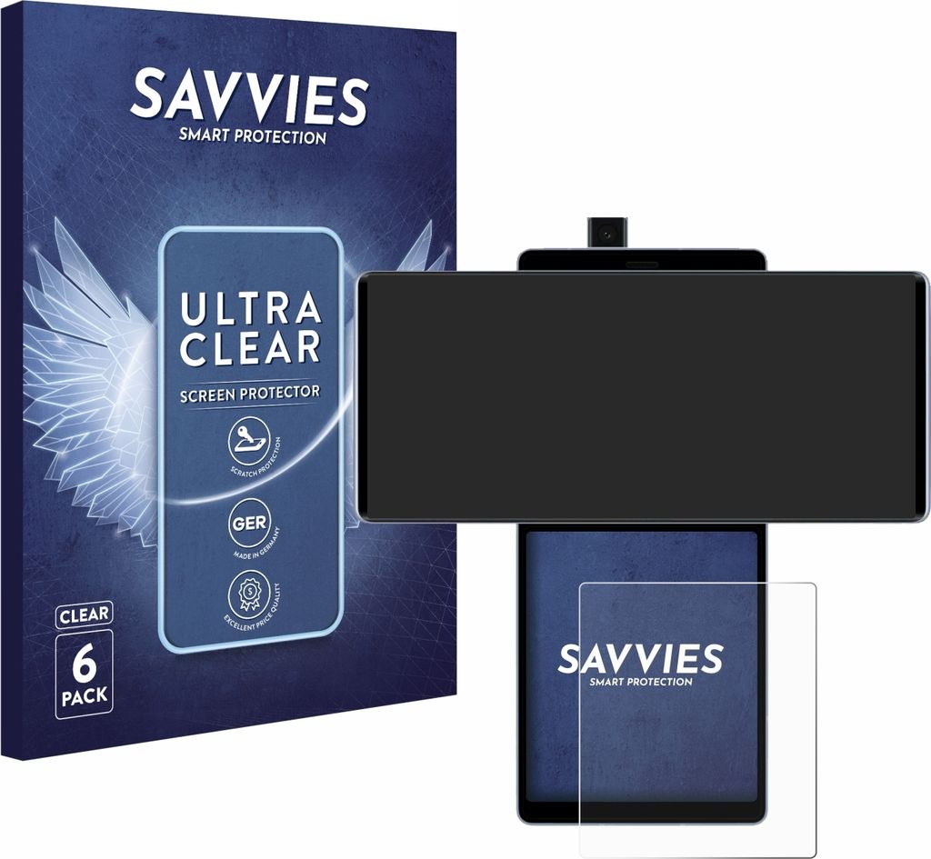 6x Für LG Wing (Hinteres Display) Schutzfolie Savvies Displayschutz Display Schutz Folie Klar Transparent