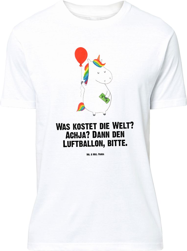 Mr. & Mrs. Panda Größe M T-Shirt Einhorn Luftballon - Weiß - Geschenk, Freude, Shirt, mit Spruch, Einhörner, Geld, Tshirt, Unicorn, Herren