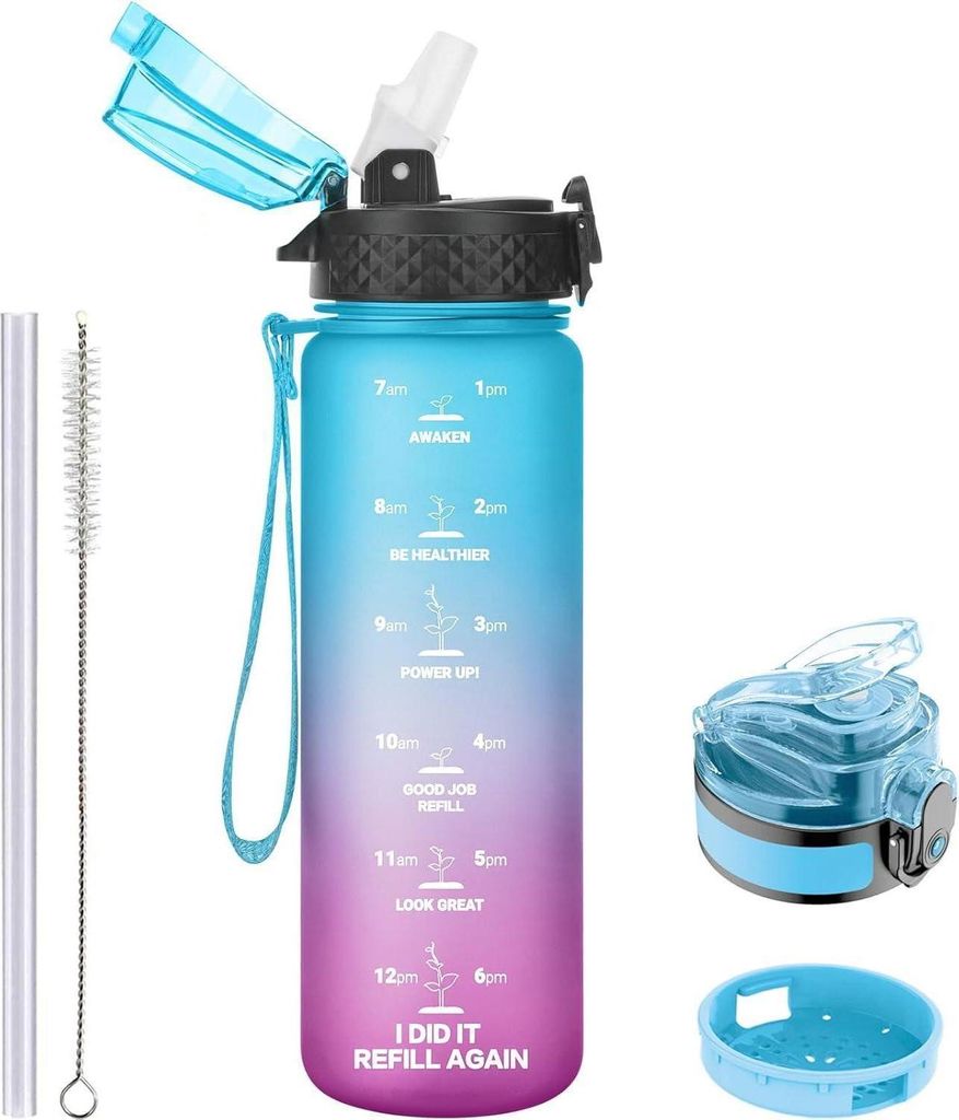 Gourde pour enfants 500ml avec paille Marqueurs de temps Image du produit 