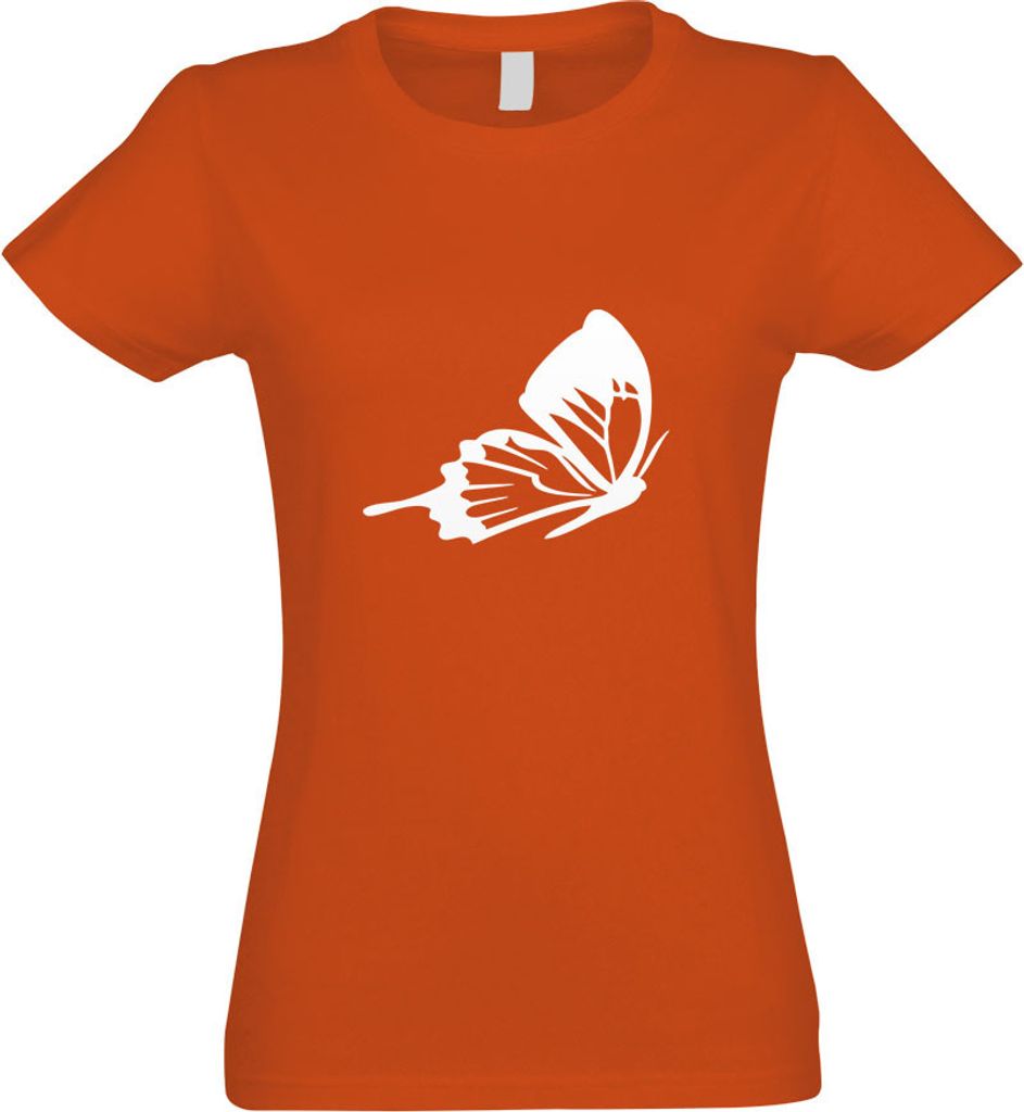 Kiwistar - T-Shirt tailliert - Damen - orange - Schmetterling Nr 5 - mit Motiv Bedruckt - Funshirt Design - Sport - Freizeit - Damen - XXL