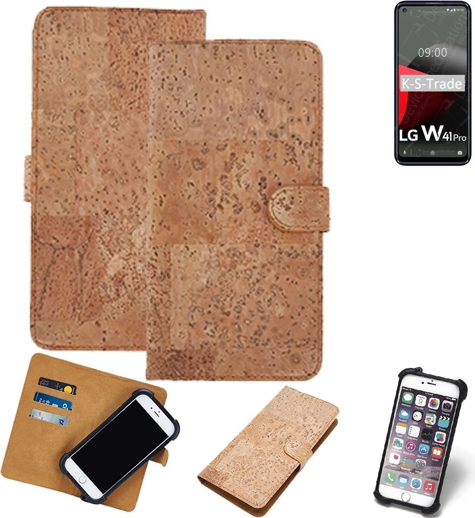 K-S-Trade Hülle kompatibel mit LG Electronics W41 Pro Kork Handyhülle Cover Schutzhülle TPU Case Bumper in Hellbraun, (1x)