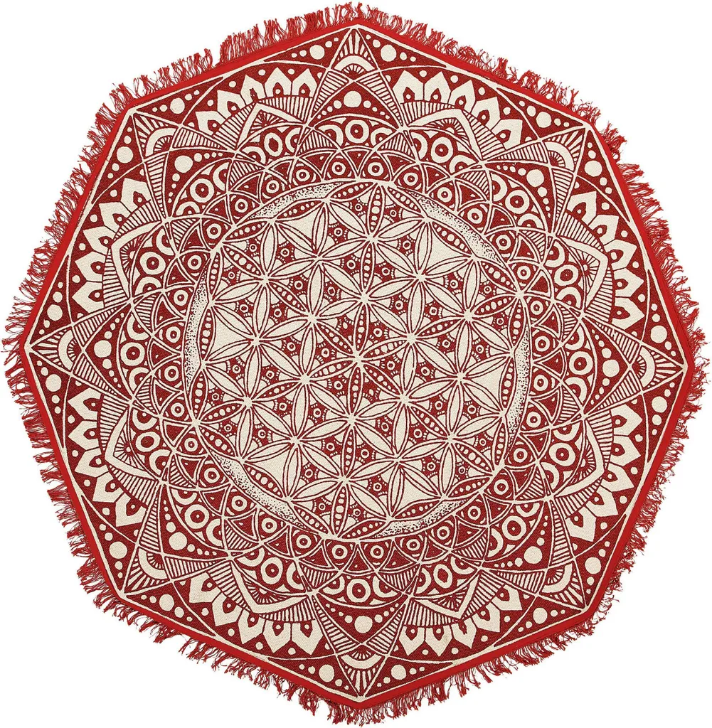 Tapis de salon oriental rouge vintage ø 120 cm pour créer un coin lecture