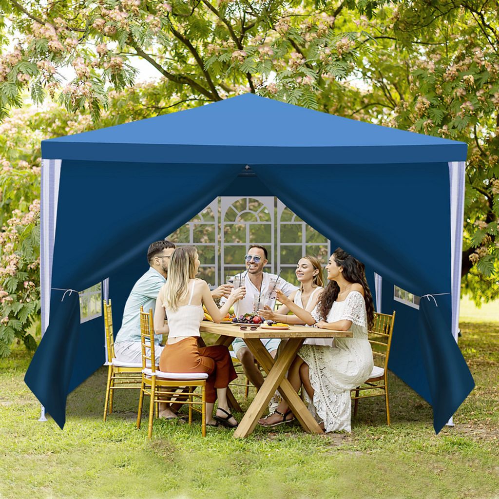 Pavillon Betriebsveranstaltungen – Leicht aufzubauen, perfektes Partyzelt für den Garten Blau 3x3m