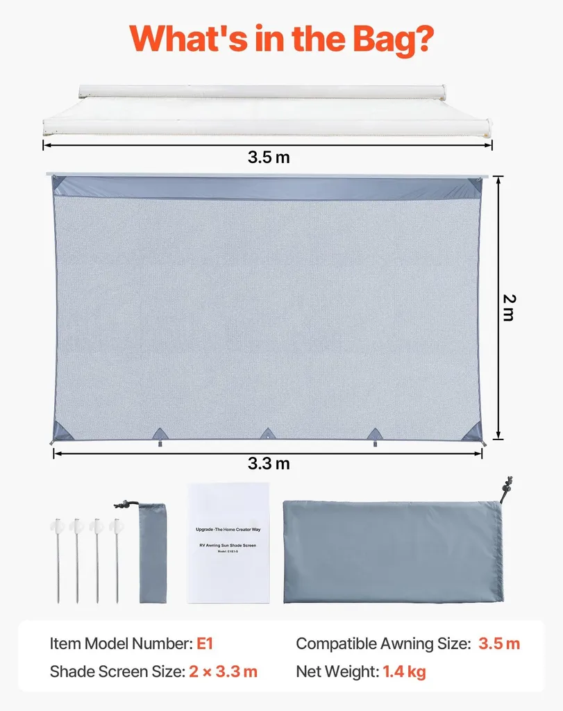 Protection solaire maille polyester double couture pour store 3,5 m - 7