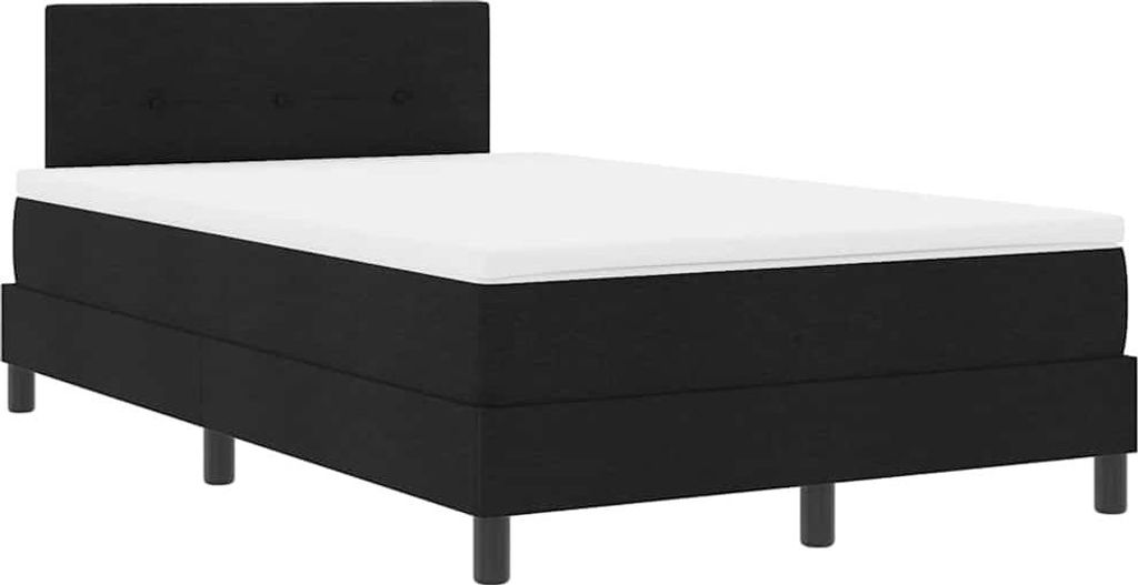 vidaXL Boxspringbett mit Matratze mit LED Schwarz 120 x 190 cm Stoff