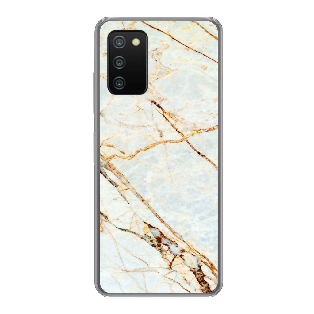 MuchoWow Handyhülle Schutzhülle Hülle für Samsung Galaxy A03s Marmor - Gold - Luxus Silikon Softcase Handy Hülle - Schutz - Geburtstag Teenager