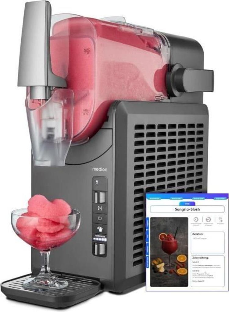 Getränke- und Slush-Eis-Maschine MEDION MD12090, 2.6L Kapazität, 5 Programme, 200W, Selbstreinigungsfunktion