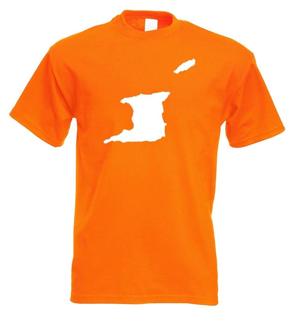 Kiwistar - T-Shirt - orange - Trinidad und Tobago Umriss Herren Funshirt Bedruckt Design Sprüche Spruch Motive - mit Motiv Bedruckt - Funshirt Des...