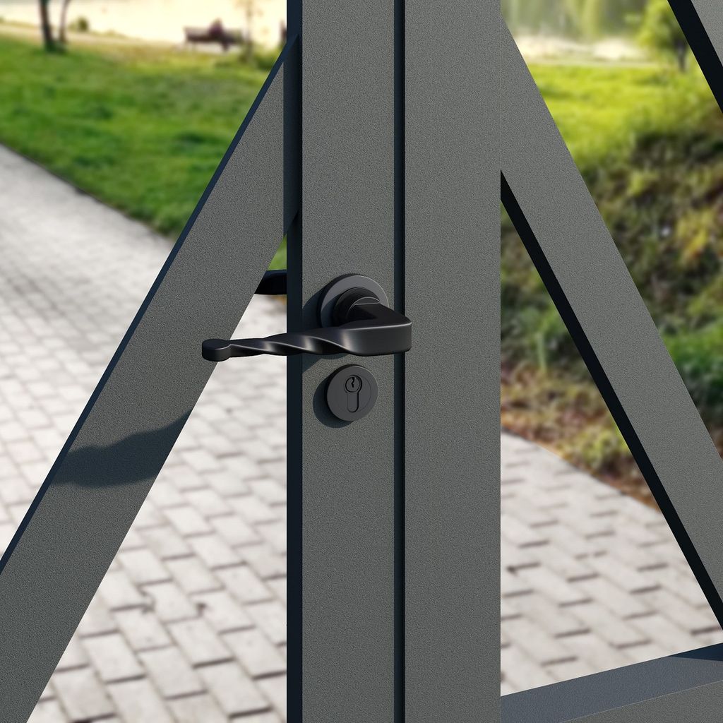 Drückergarnitur Schmiedeeisen Türbeschlag Antik Schwarz Türgriff Oval Rosette