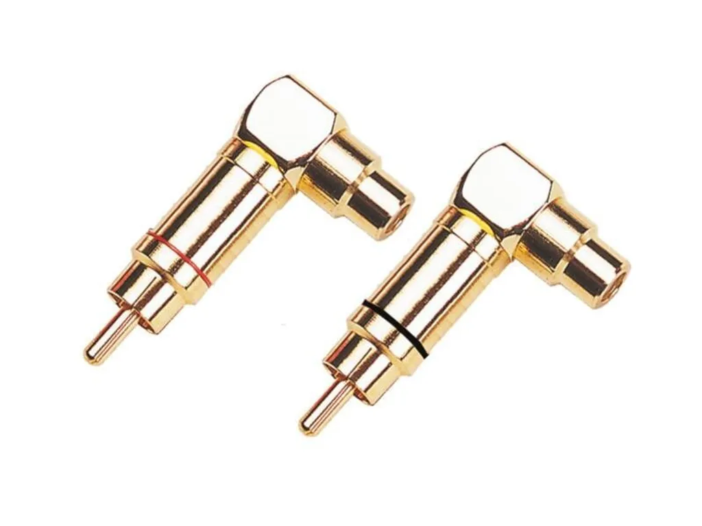 Adaptateur RCA Cinch 90 Degrés Mâle Femelle - Lot de 2 Connecteurs Coudés