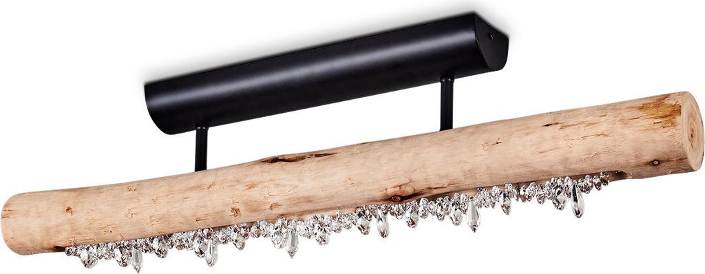 Lipusa »Lipusa« längliche Deckenlampe aus Metall Schwarz und Holz